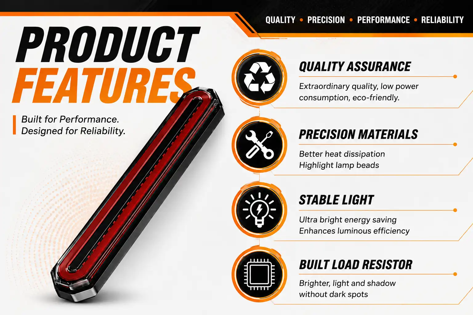 Dual Color Sequential LED Truck Tail Light / LED Rear Combination Light
